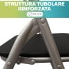 Struttura tubolare rinforzata Ø22 mm della sedia pieghevole nera, solida e stabile