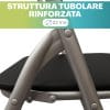 Struttura tubolare rinforzata Ø22 mm della sedia pieghevole nera, solida e stabile
