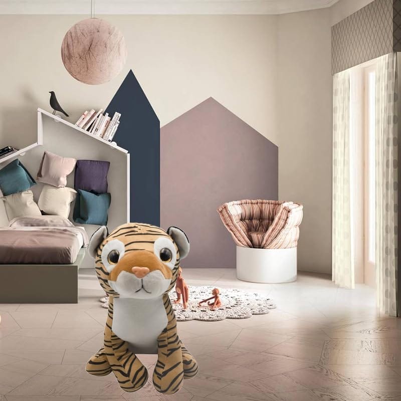 Peluche tigre dolce e soffice 24 cm per arredo camera e regalo