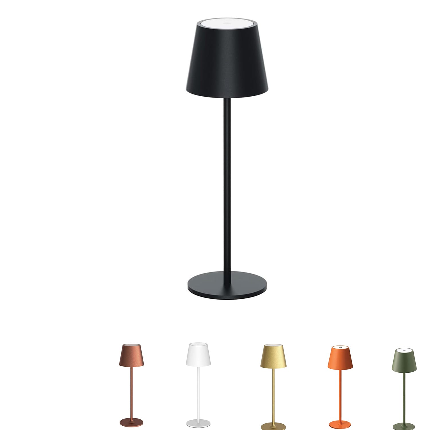 Lampada da tavolo touch LED nera ricaricabile con luce regolabile