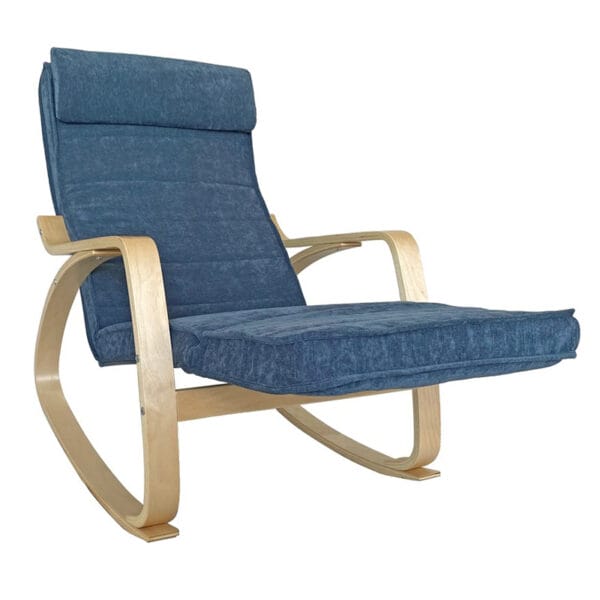 Sedia A Dondolo Moderna In Tessuto Beige Con Poggiapiedi Regolabile - Poltrona Relax Per Interni Fino A 150kg - Foto 10