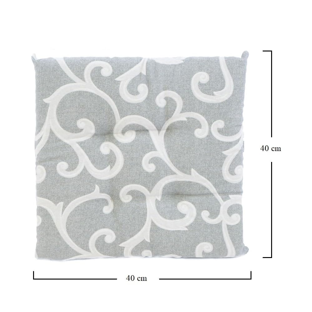 Set 6 Cuscini Per Sedia Con Elastico - Stampa 3D Fiocco Merletto, Grigio, 36x36cm - Foto 7