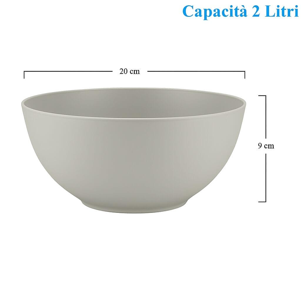 Insalatiera beige 2 litri in plastica rigida, diametro 20 cm altezza 9 cm