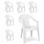 Set 6 sedie plastica bianche impilabili con schienale traforato a rombi