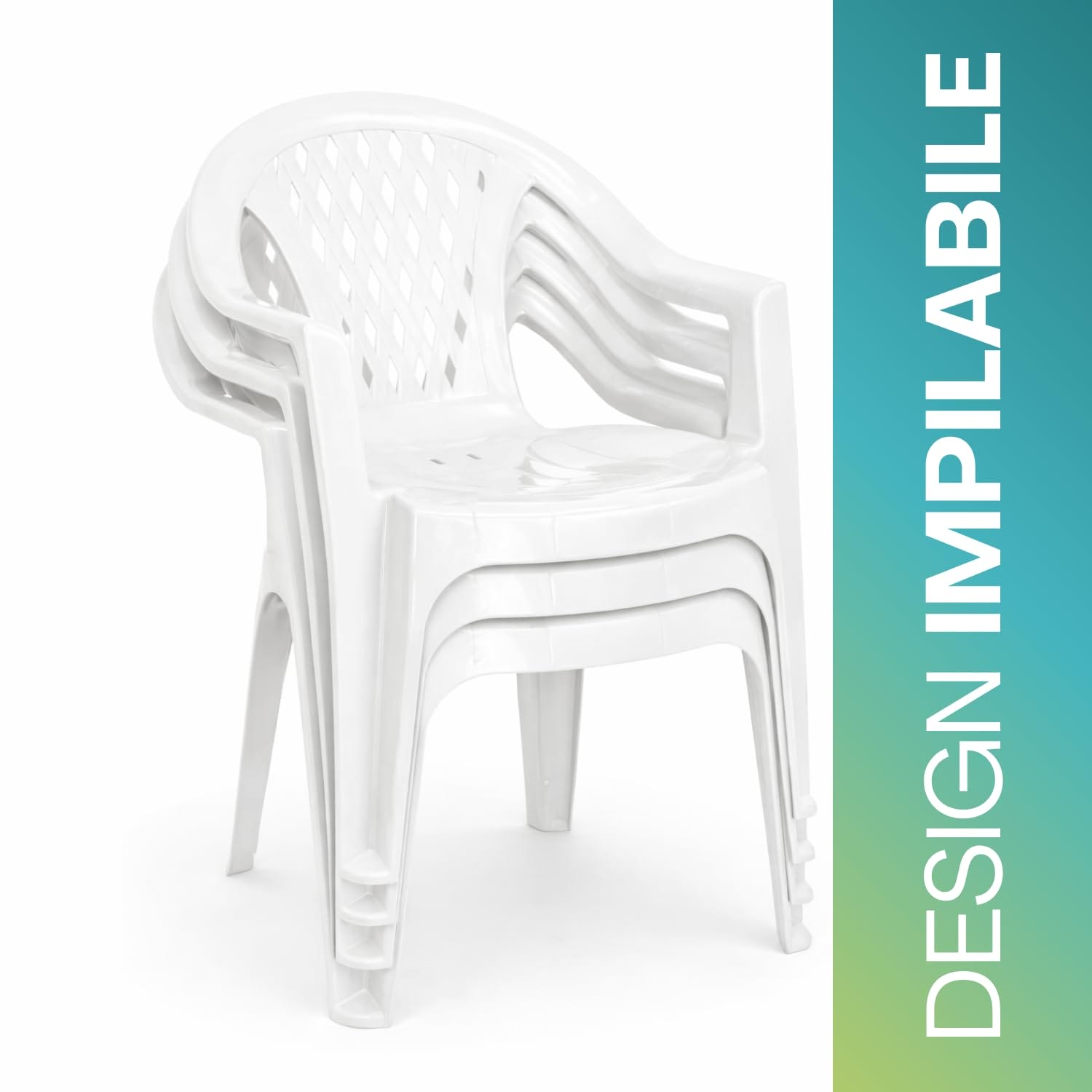 Sedie plastica bianche impilabili design salvaspazio con braccioli