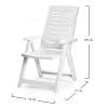 Poltrona da giardino pieghevole bianca in plastica reclinabile multiposizione 60x61x109 cm