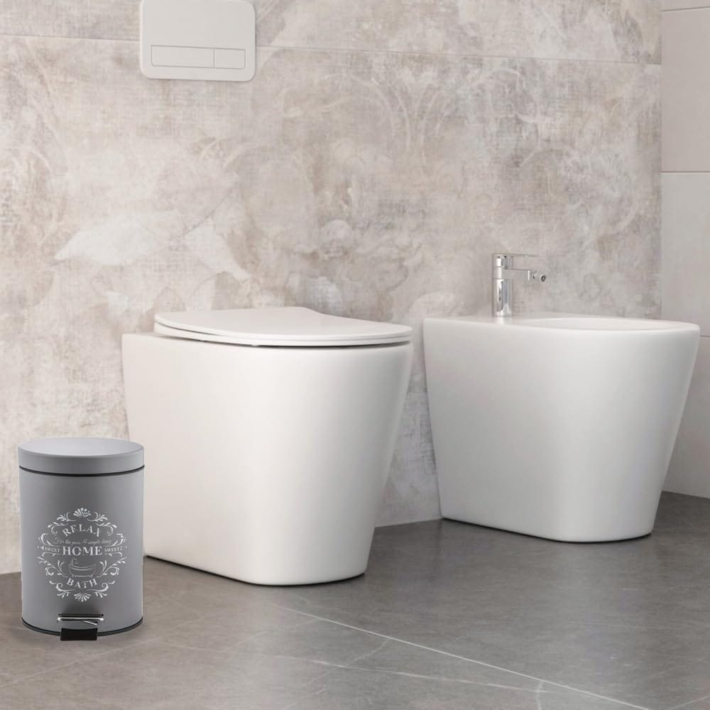 Cestino Bagno In Bambù 3 Litri - Chiusura Silenziosa E Antiscivolo - Foto 6