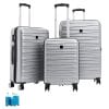 set valigie grigie Set 3 valigie grigie da viaggio rigide argento con ruote e maniglia telescopica