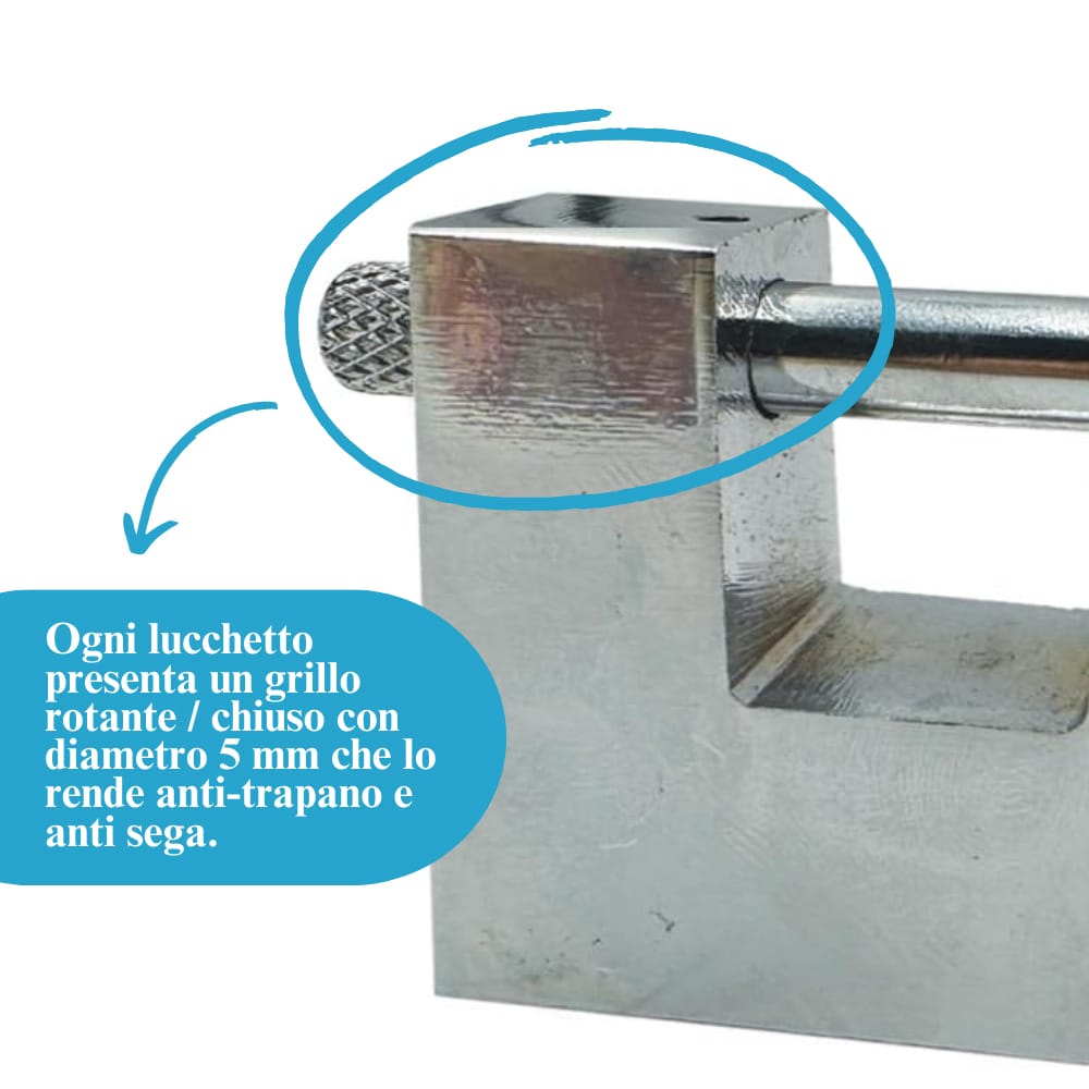 Lucchetto Antiscasso 1kg Acciaio Temprato - Grillo 12mm, 5 Chiavi, Per Moto E Cancelli - Foto 6