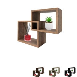 Mensole rettangolari da parete in legno 30×9,5×22 cm