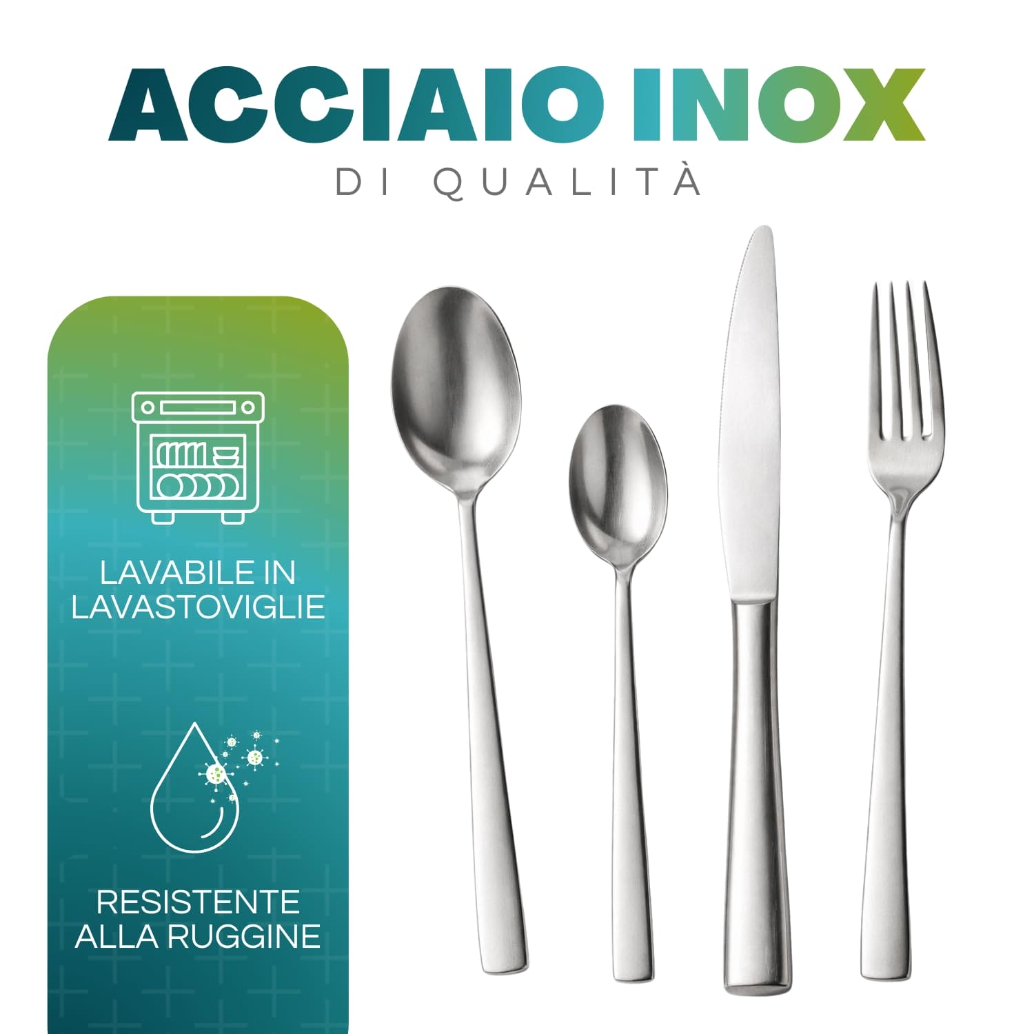 Posate in acciaio inox lavabili in lavastoviglie e resistenti alla ruggine