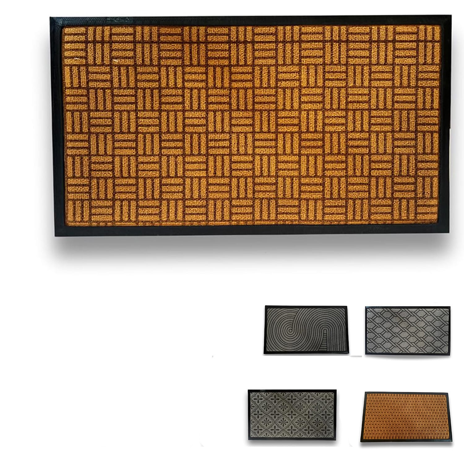 Zerbino asciugapassi 70x40 cm in PVC marrone trama scacchi tappeto ingresso antiscivolo con bordino 7 mm