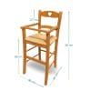 misure - seggiolone ciliegio Seggiolone in legno di faggio ciliegio con seduta in paglia intrecciata, dimensioni 36x36x85 cm