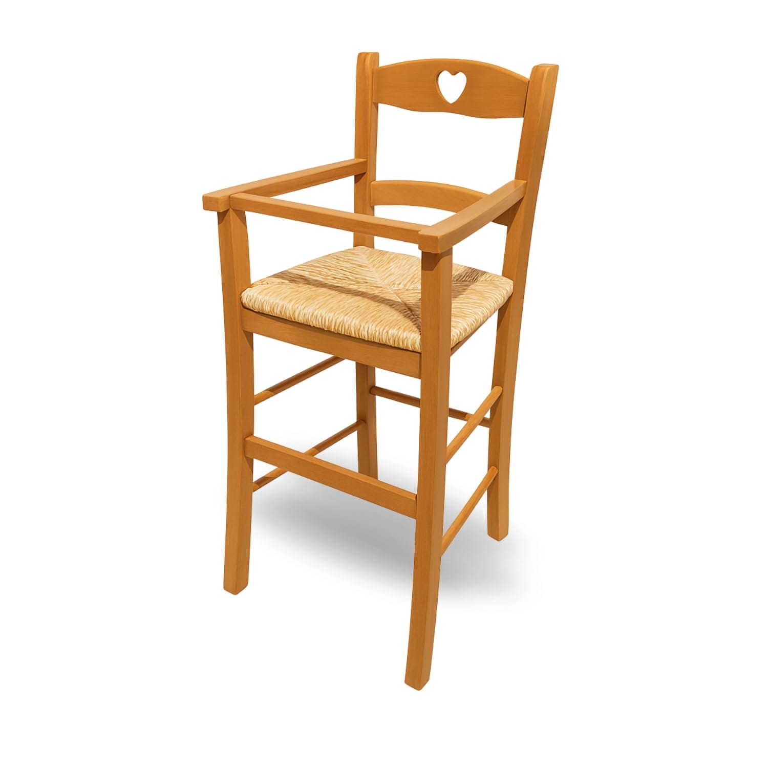 principale - seggiolone ciliegio Seggiolone per bambini in legno di faggio ciliegio con seduta in paglia intrecciata 36x36x85 cm