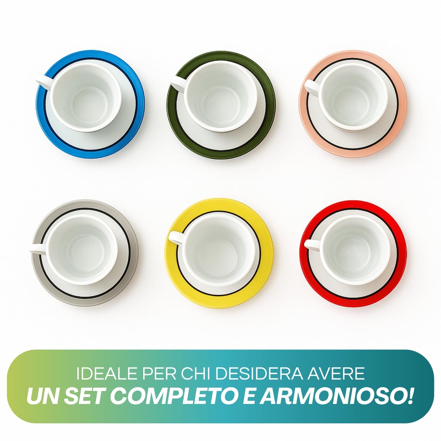 Set tazzine caffè porcellana fantasia casette vista dall’alto