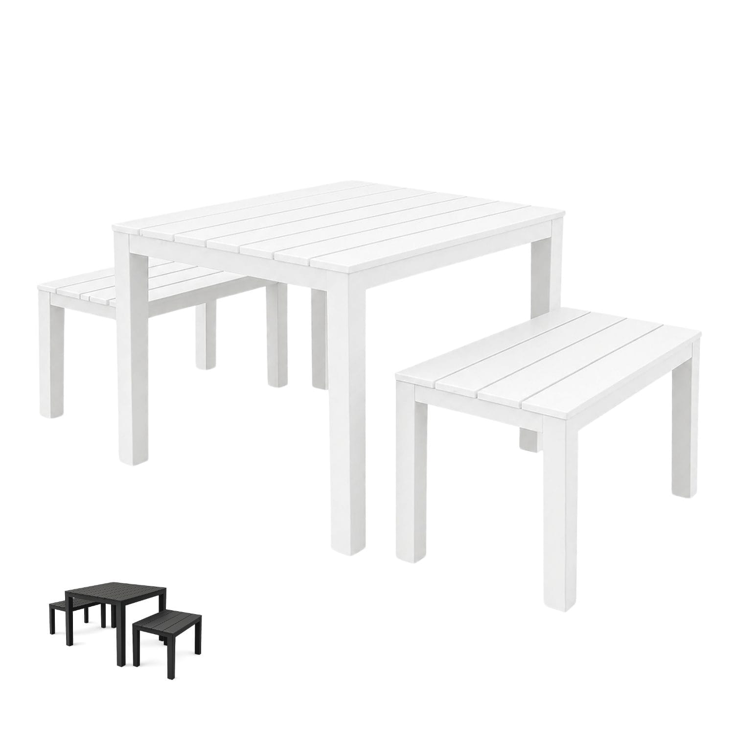 Tavolo con 2 panche bianche per esterno design moderno resistente