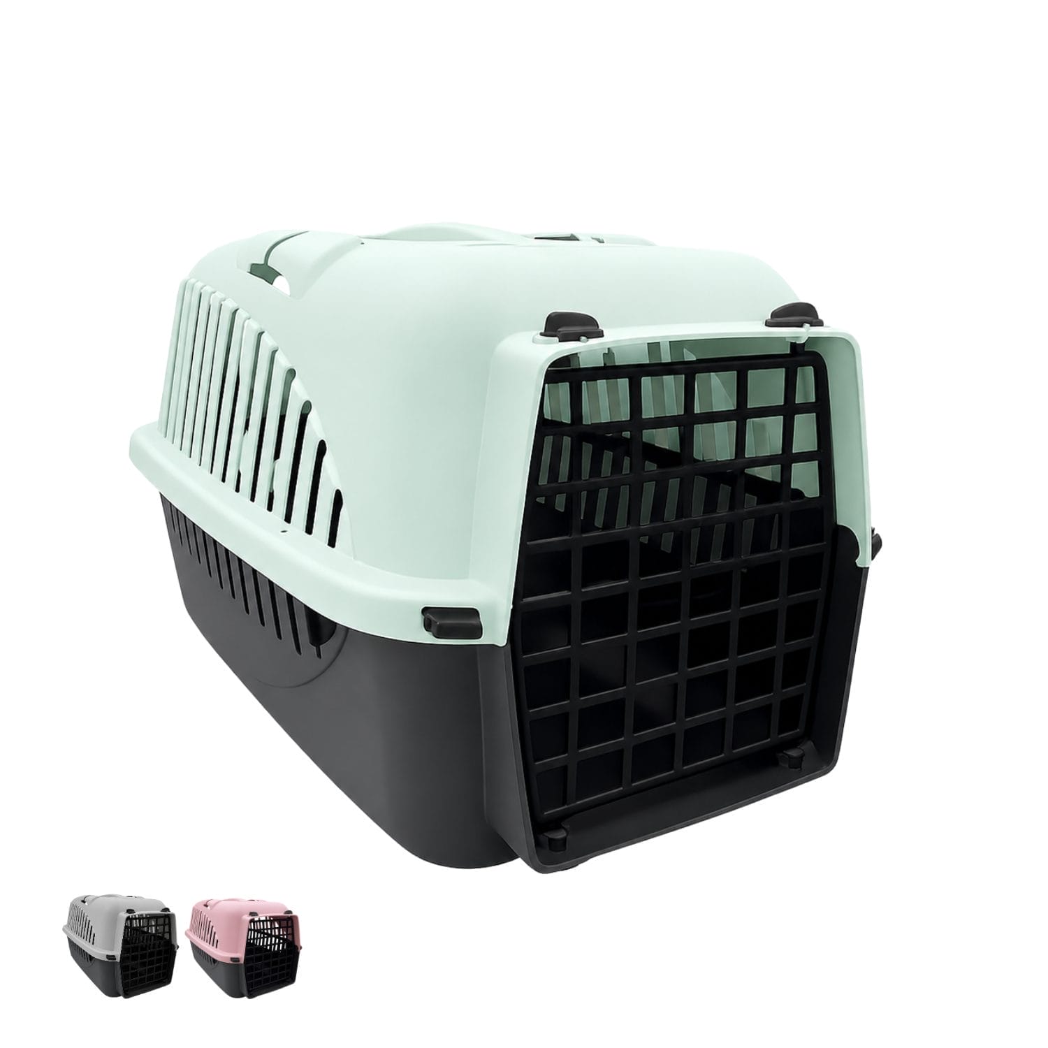 Trasportino per gatti verde rigido 32x47x32 cm ventilato con griglia