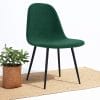 Sedia da cucina in velluto verde muschio con gambe nere in metallo elegante
