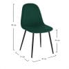 Sedia in velluto verde con dimensioni 44x51x88 cm e gambe nere in metallo