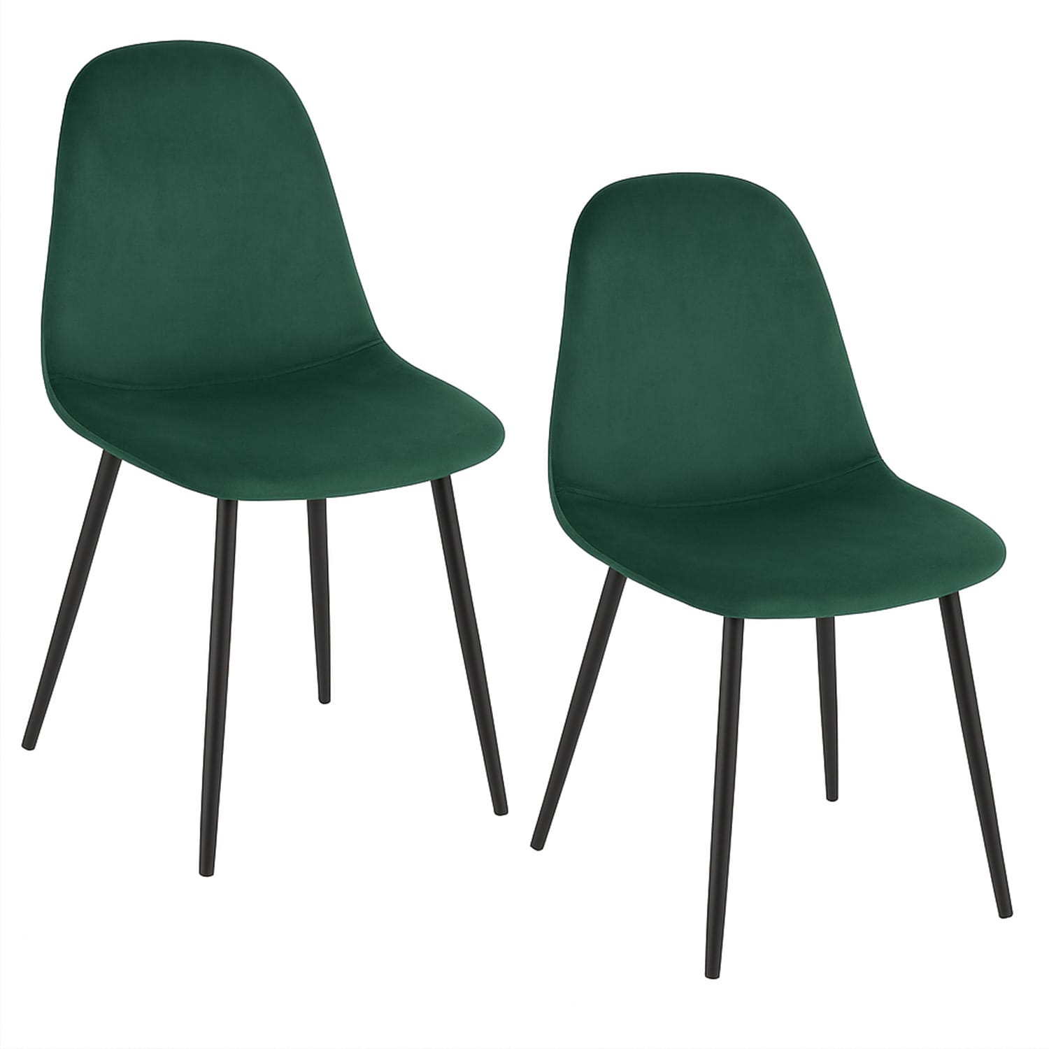 Sedie da cucina in velluto verde con gambe in metallo nero – design moderno Paluplus