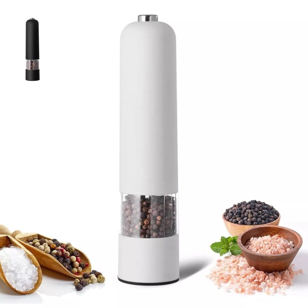Macina sale e pepe elettrico con luce LED e corpo in acciaio. Colore Bianco