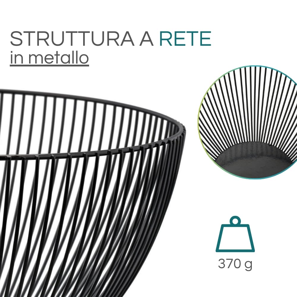 Centrotavola rotondo moderno in metallo Nero