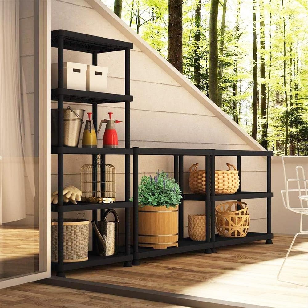 Scaffali in plastica 5 ripiani 60x30x180 cm resistenti per garage magazzino o cantina