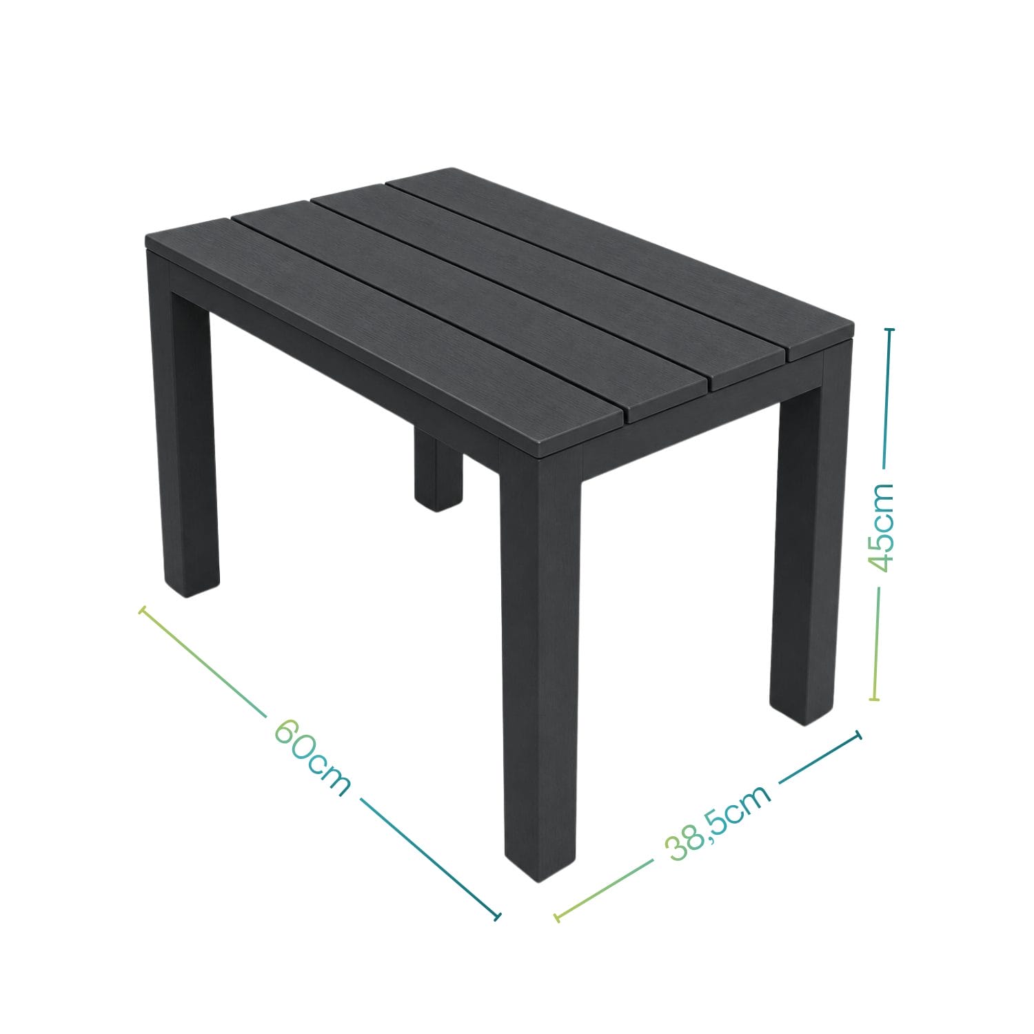 Dimensioni panca esterno nera 60x38,5x45 cm in polipropilene