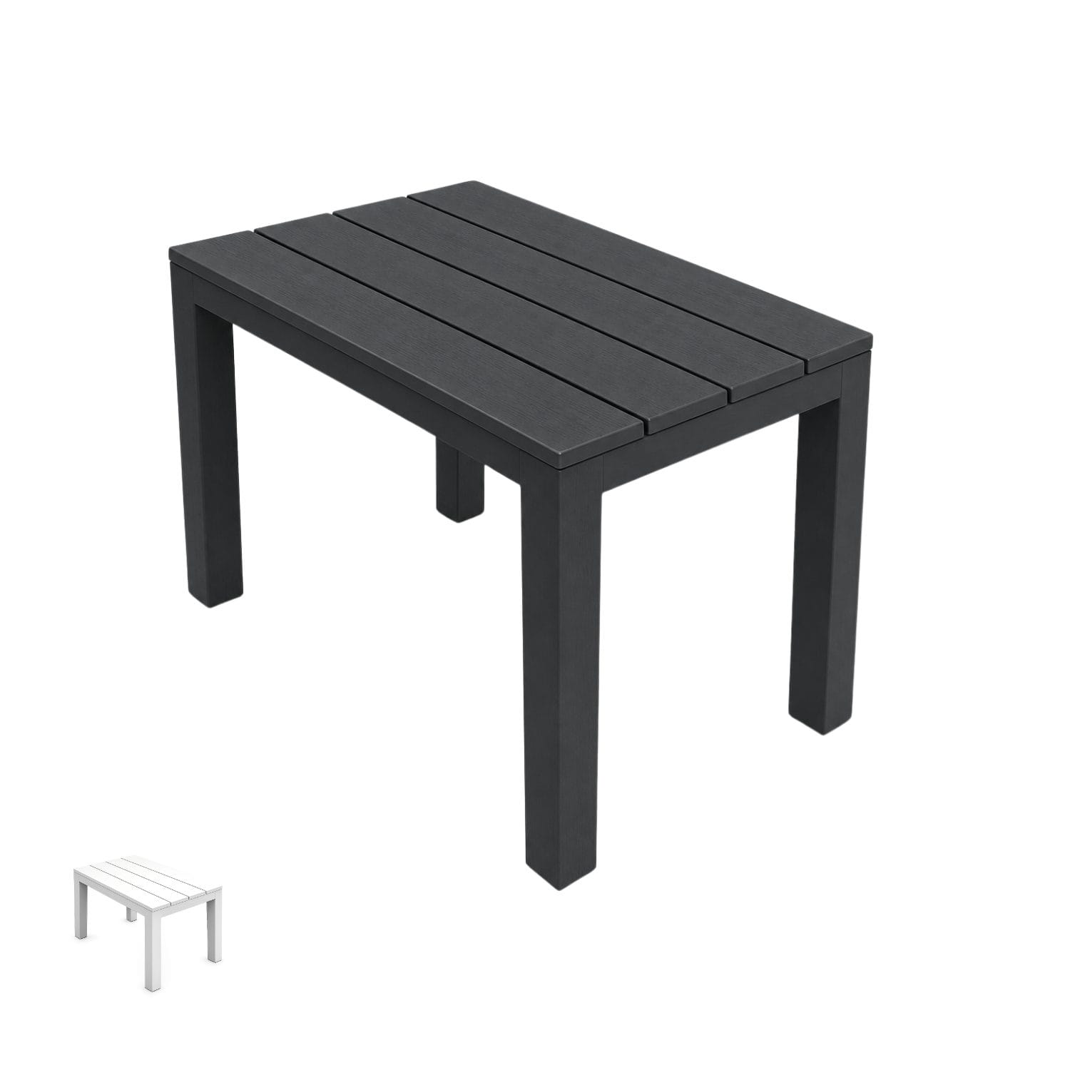 Panca da esterno nera senza schienale effetto legno compatta