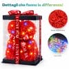 Orsetto di rose rosse con luci LED decorative e box regalo