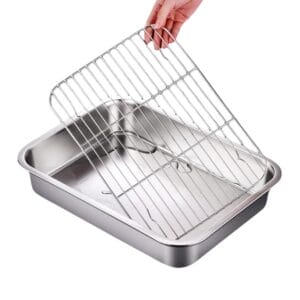 Rostiera con griglia rettangolare in acciaio inox