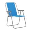 Sedia pieghevole da spiaggia in metallo con seduta azzurro in tessuto Oxford e braccioli