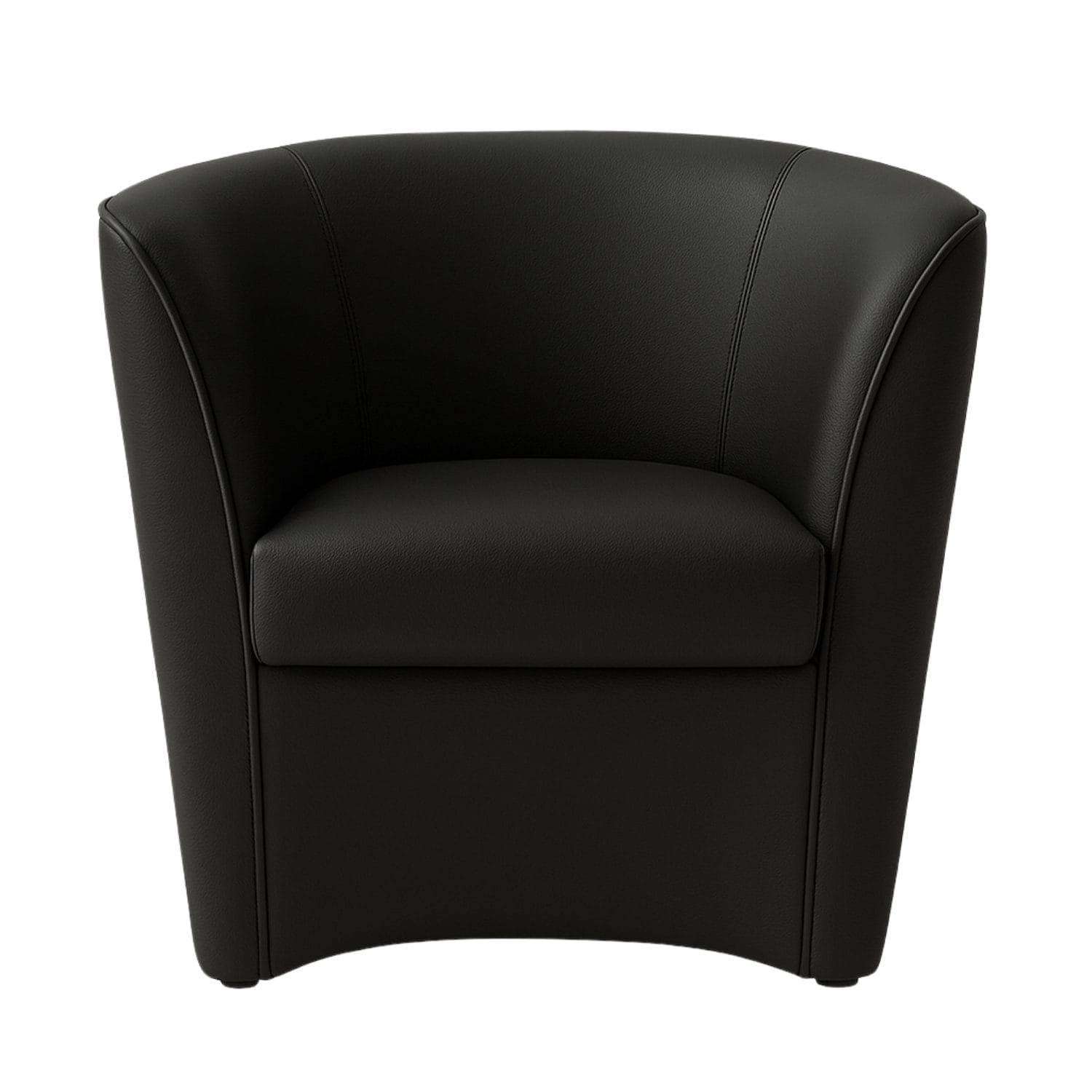 Poltrona a pozzetto nera in ecopelle immagine principale su sfondo bianco