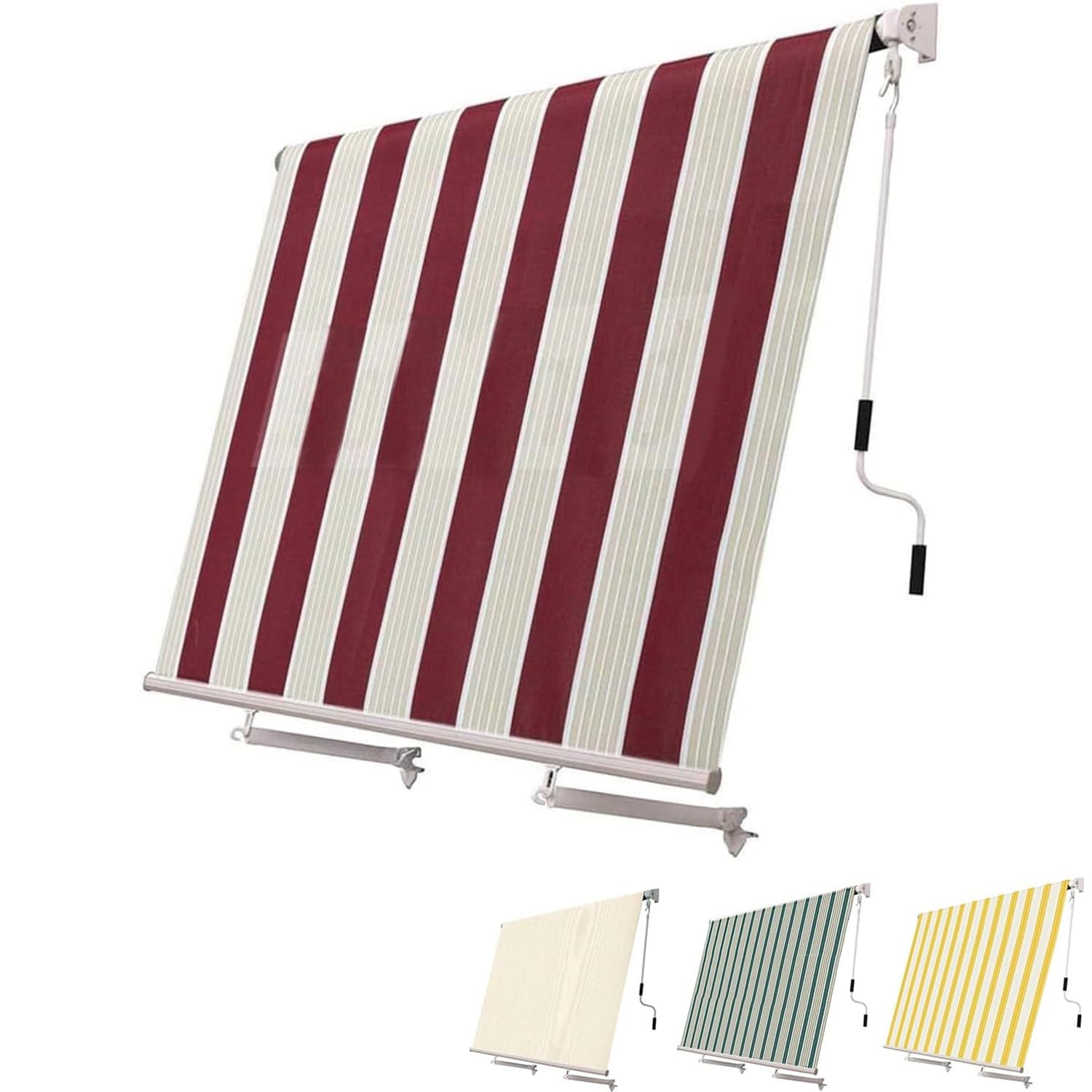 Tenda a caduta 300x250 cm righe bordeaux e crema per balcone