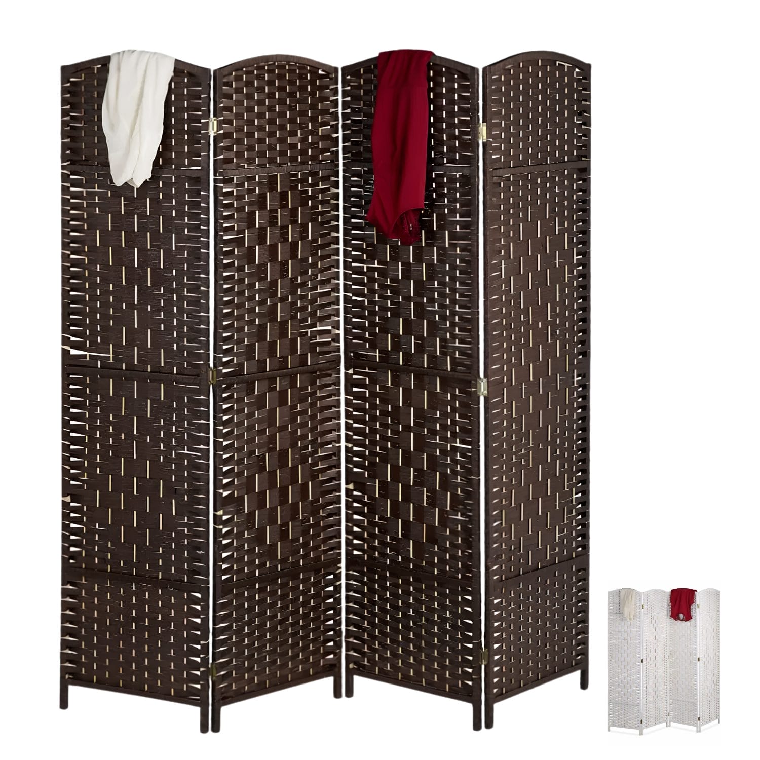 Divisorio pieghevole per interni 176x180 cm a 4 pannelli colore Marrone