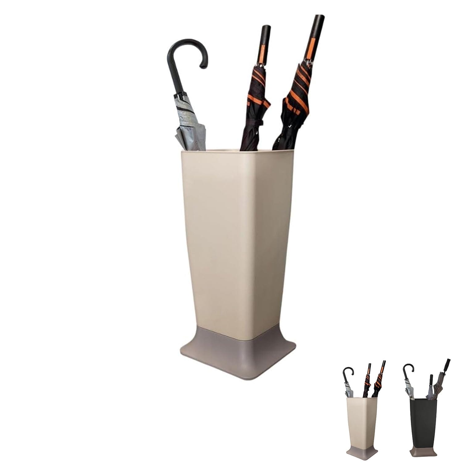 Portaombrelli in plastica 25x25x55 cm, ottimizzati per e-commerce.