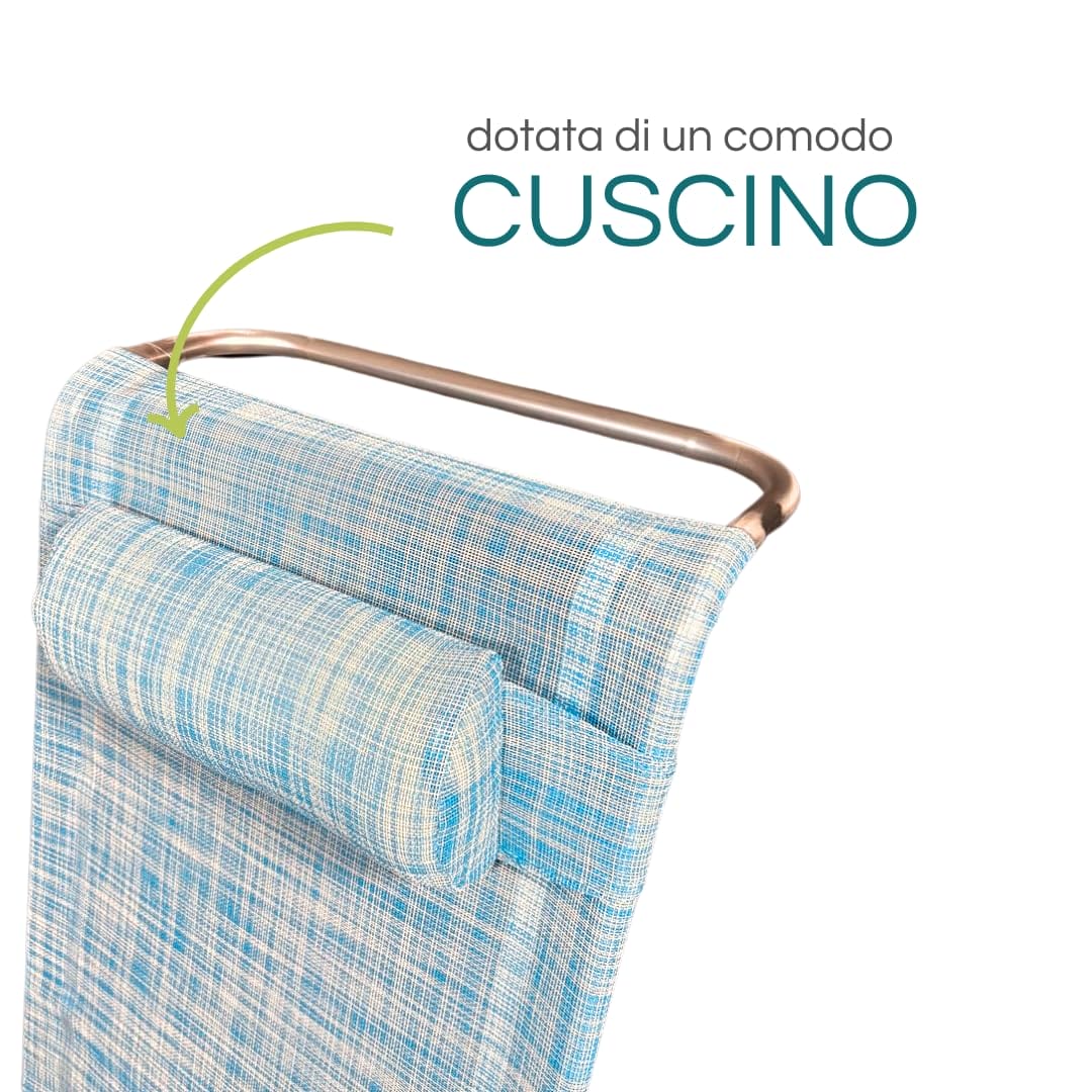 Sedia Da Spiaggia Pieghevole In Alluminio Leggera Con Cuscino - Grigio Chiaro, Portatile E Resistente - Foto 9