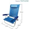 misura spiaggina blu Sedia pieghevole da spiaggia blu in alluminio con braccioli e poggiatesta 55x46x80 cm