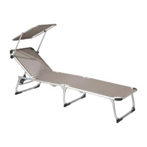 Lettino prendisole in alluminio Tortora con tetto parasole