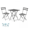 SET BISTROT GRIGIO ANTRACITE quadrato Set bistrot pieghevole con tavolo quadrato e 2 sedie per balcone colore antracite