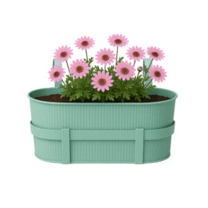 Fioriera Verde Acqua da appendere in metallo 36x18x16 cm