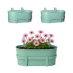 Fioriera Verde Acqua da appendere in metallo 36x18x16 cm - 3 Fioriere
