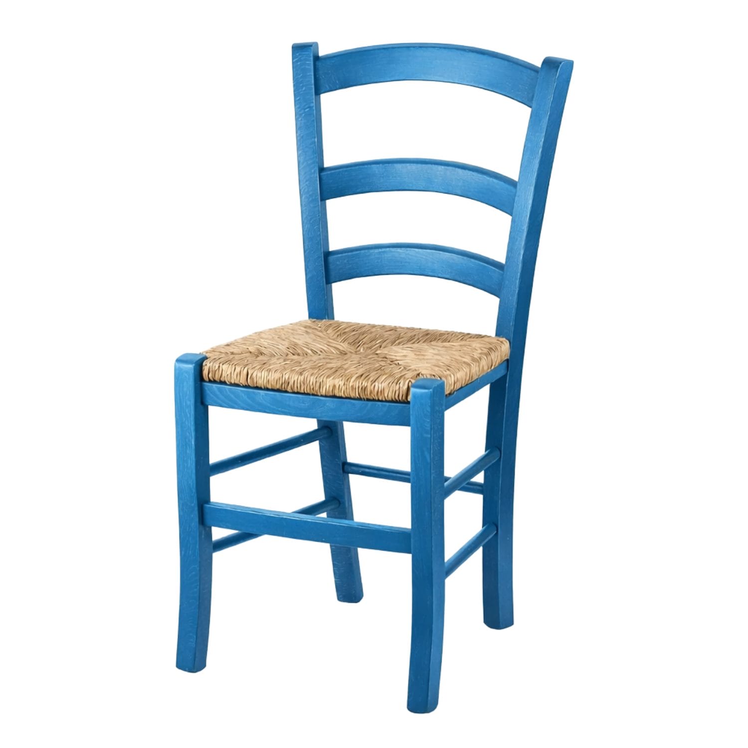 sedia paesana azzurra Sedia paesana azzurra in legno con seduta in paglia stile rustico tradizionale