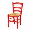 sedia paesana rossa Sedia in legno rosso con sedile in paglia, sedia tradizionale cucina