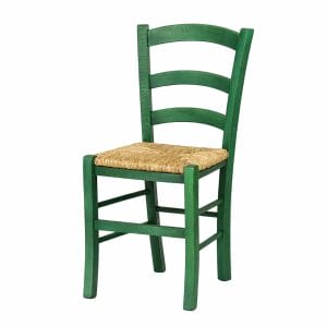 Sedia paesana in legno verde