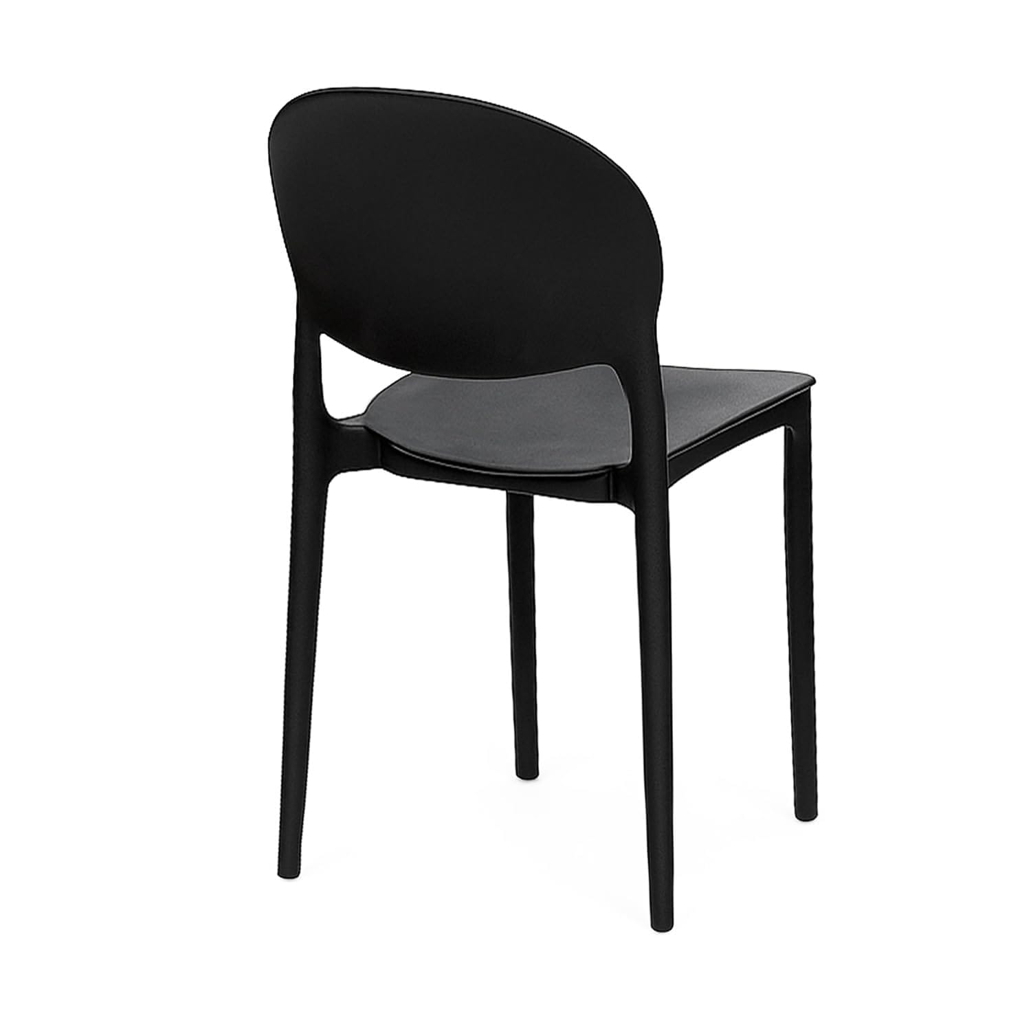 Retro sedia nera in polipropilene con schienale ovale e seduta ergonomica