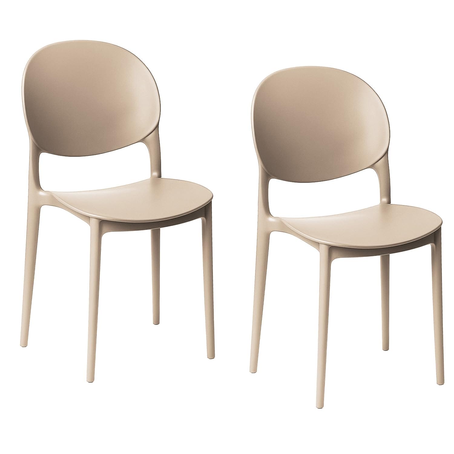 Sedie beige con schienale ovale in polipropilene per interni ed esterni
