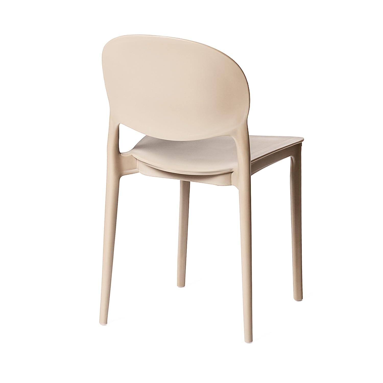 Retro sedia beige in polipropilene con schienale ovale e seduta ergonomica
