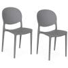 Sedie grigie con schienale ovale in polipropilene per interni ed esterni