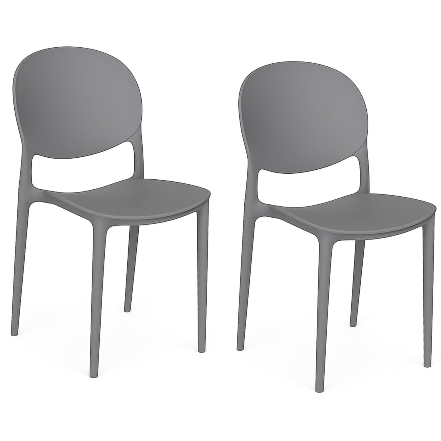 Sedie grigie con schienale ovale in polipropilene per interni ed esterni